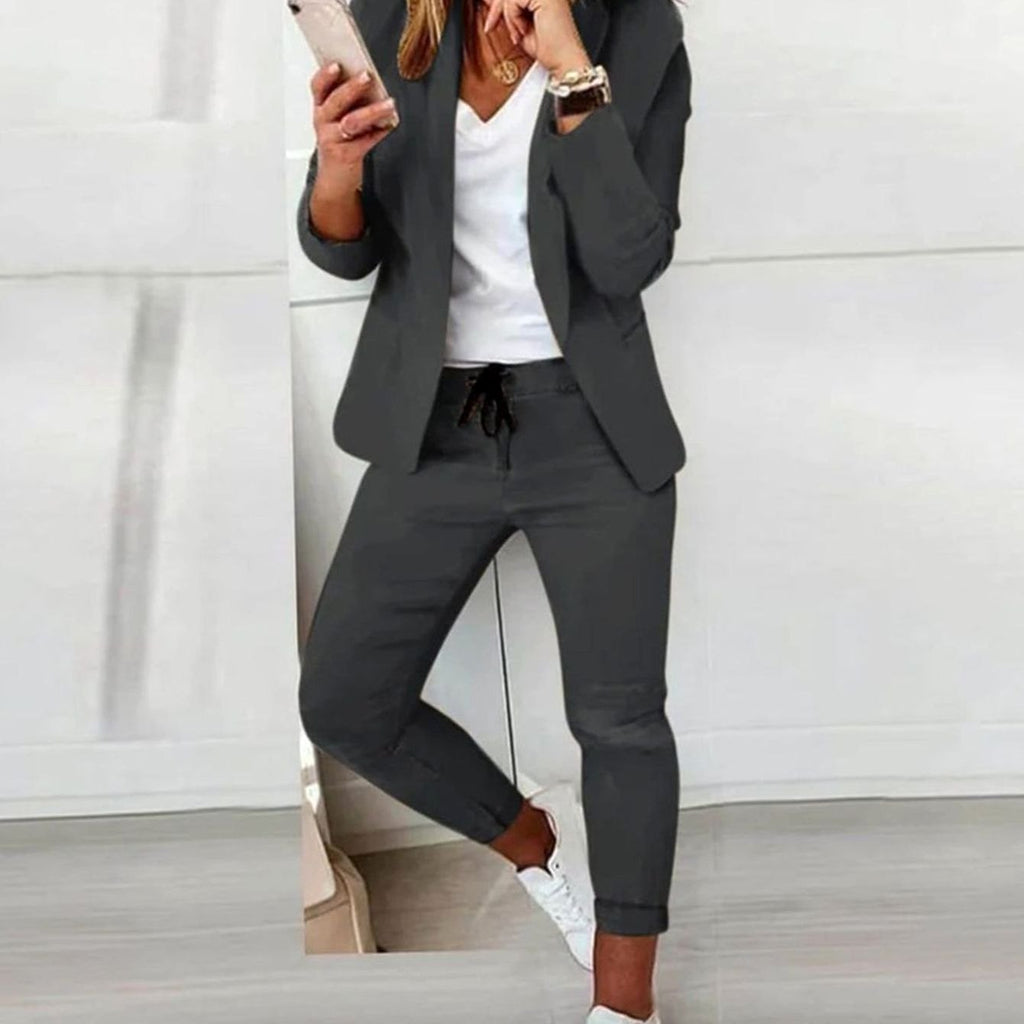 Valerie | Women’s Open-Front Blazer & Drawstring Pant Set