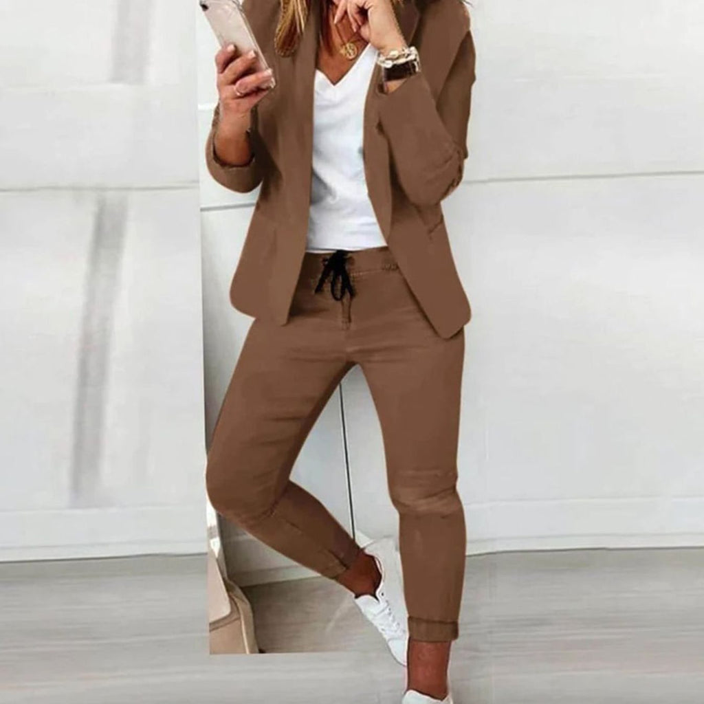Valerie | Women’s Open-Front Blazer & Drawstring Pant Set