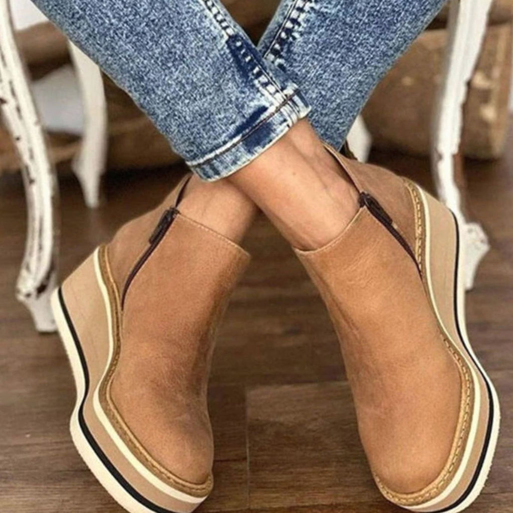 Kinsley | Women’s Platform Wedge Leather Ankle Boots