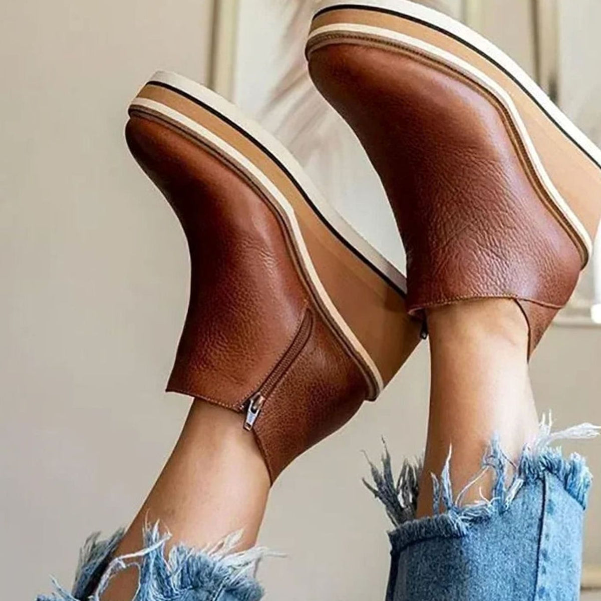Kinsley | Women’s Platform Wedge Leather Ankle Boots