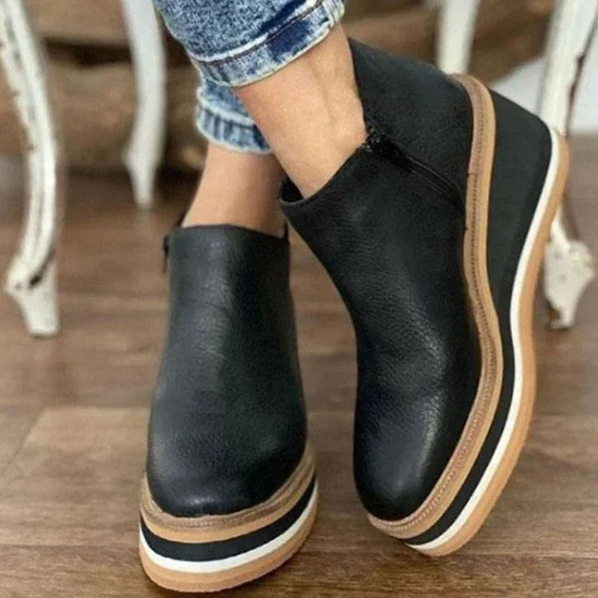 Kinsley | Women’s Platform Wedge Leather Ankle Boots