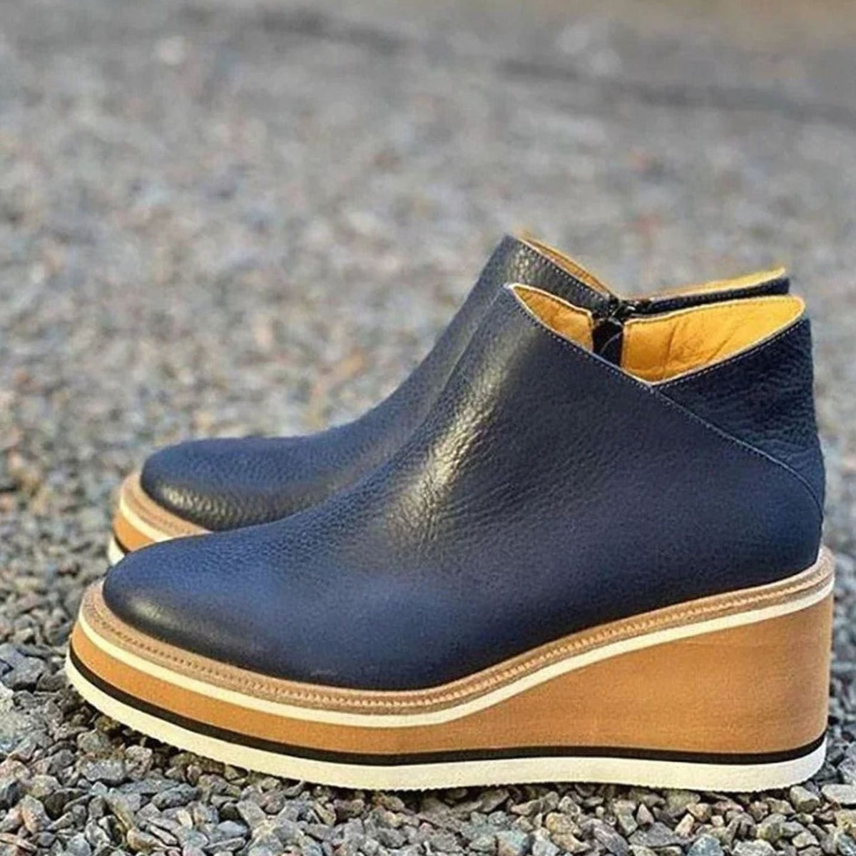Kinsley | Women’s Platform Wedge Leather Ankle Boots