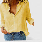Fiona | Women’s Monochrome Floral Print Notched V-Neck Blouse